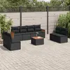 Image de vidaXL Salon de jardin 9 pcs avec coussins noir résine tressée