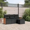 Image de vidaXL Salon de jardin 4 pcs avec coussins noir résine tressée