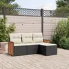 Image de vidaXL Salon de jardin 4 pcs avec coussins noir résine tressée