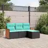 Image de vidaXL Salon de jardin 4 pcs avec coussins noir résine tressée