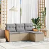Image de vidaXL Salon de jardin avec coussins 4 pcs beige résine tressée