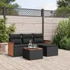 Image de vidaXL Salon de jardin 5 pcs avec coussins noir résine tressée