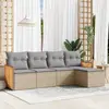 Image de vidaXL Salon de jardin avec coussins 5 pcs beige résine tressée