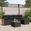 Image de vidaXL Salon de jardin 6 pcs avec coussins noir résine tressée