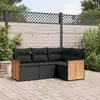 Image de vidaXL Salon de jardin 4 pcs avec coussins noir résine tressée