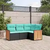 Image de vidaXL Salon de jardin 4 pcs avec coussins noir résine tressée