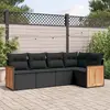 Image de vidaXL Salon de jardin 5 pcs avec coussins noir résine tressée