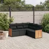 Image de vidaXL Salon de jardin 5 pcs avec coussins noir résine tressée