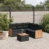 Image de vidaXL Salon de jardin 6 pcs avec coussins noir résine tressée