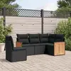 Image de vidaXL Salon de jardin 5 pcs avec coussins noir résine tressée