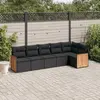 Image de vidaXL Salon de jardin 6 pcs avec coussins noir résine tressée