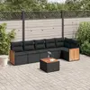 Image de vidaXL Salon de jardin 7 pcs avec coussins noir résine tressée