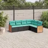 Image de vidaXL Salon de jardin 6 pcs avec coussins noir résine tressée