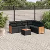 Image de vidaXL Salon de jardin 7 pcs avec coussins noir résine tressée