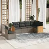 Image de vidaXL Salon de jardin 6 pcs avec coussins gris résine tressée