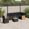 Image de vidaXL Salon de jardin 7 pcs avec coussins noir résine tressée