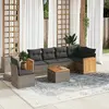 Image de vidaXL Salon de jardin avec coussins 7 pcs gris résine tressée