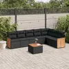 Image de vidaXL Salon de jardin 8 pcs avec coussins noir résine tressée