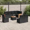 Image de vidaXL Salon de jardin 9 pcs avec coussins noir résine tressée