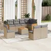 Image de vidaXL Salon de jardin avec coussins 9 pcs beige résine tressée