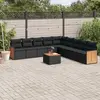 Image de vidaXL Salon de jardin 10 pcs avec coussins noir résine tressée