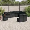 Image de vidaXL Salon de jardin 10 pcs avec coussins noir résine tressée