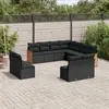 Image de vidaXL Salon de jardin 11 pcs avec coussins noir résine tressée