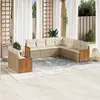 Image de vidaXL Salon de jardin avec coussins 9 pcs beige résine tressée
