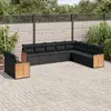 Image de vidaXL Salon de jardin 10 pcs avec coussins noir résine tressée