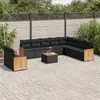 Image de vidaXL Salon de jardin 11 pcs avec coussins noir résine tressée