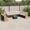 Image de vidaXL Salon de jardin 11 pcs avec coussins noir résine tressée