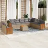 Image de vidaXL Salon de jardin 11 pcs avec coussins beige résine tressée