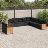 Image de vidaXL Salon de jardin 11 pcs avec coussins noir résine tressée