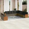 Image de vidaXL Salon de jardin 11 pcs avec coussins gris résine tressée