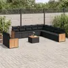 Image de vidaXL Salon de jardin 12 pcs avec coussins noir résine tressée
