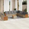 Image de vidaXL Salon de jardin avec coussins 12 pcs beige résine tressée