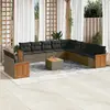 Image de vidaXL Salon de jardin avec coussins 12 pcs gris résine tressée