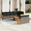 Image de vidaXL Salon de jardin 9 pcs avec coussins gris résine tressée