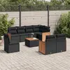 Image de vidaXL Salon de jardin 9 pcs avec coussins noir résine tressée