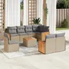 Image de vidaXL Salon de jardin avec coussins 9 pcs beige résine tressée