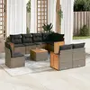 Image de vidaXL Salon de jardin 9 pcs avec coussins gris résine tressée