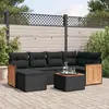 Image de vidaXL Salon de jardin 7 pcs avec coussins noir résine tressée