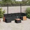 Image de vidaXL Salon de jardin 8 pcs avec coussins noir résine tressée