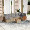 Image de vidaXL Salon de jardin avec coussins 8 pcs beige résine tressée