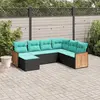 Image de vidaXL Salon de jardin 7 pcs avec coussins noir résine tressée