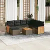 Image de vidaXL Salon de jardin 8 pcs avec coussins gris résine tressée