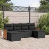 Image de vidaXL Salon de jardin 6 pcs avec coussins noir résine tressée
