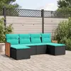 Image de vidaXL Salon de jardin 6 pcs avec coussins noir résine tressée