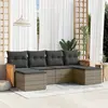 Image de vidaXL Salon de jardin 6 pcs avec coussins gris résine tressée