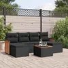 Image de vidaXL Salon de jardin 7 pcs avec coussins noir résine tressée